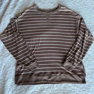 Striped Sweater— Tan & White